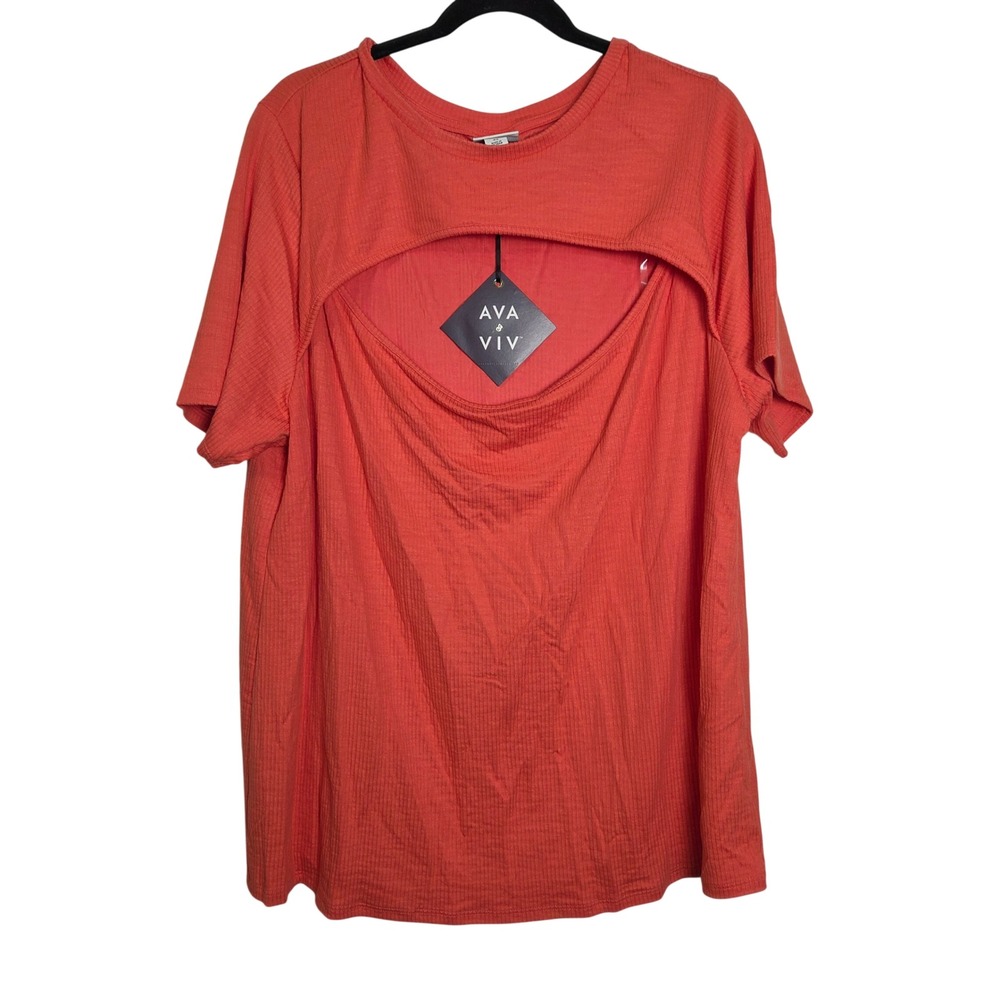 Ava & Viv Orange cut out front Tee Plus size 3X NWT